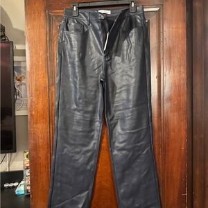 LOFT Blue Faux Leather Cropped Pants